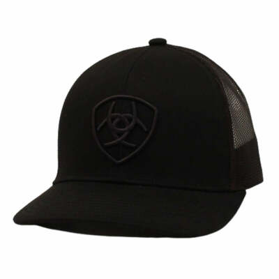 A300053001 Ariat Men's Snap Back Black Shield Logo Cap NEW