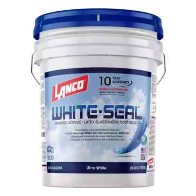 5 Gal. White Roof Seal Elastomeric Rubberized Sealer Waterproof Sealant Coating