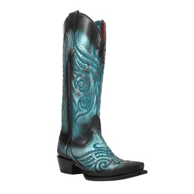 Pre-owned Ferrini Masquerade Embroidered Gradient Metallic Studded Snip Toe Cowboy Womens