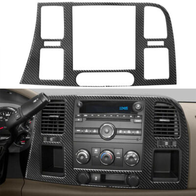 1pcs Carbon Fiber Center Console Frame Cover Trim For Silverado Sierra 07-13