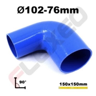 Réducteur 90° silicone Ø76-102mm L.150x150mm 3 plys