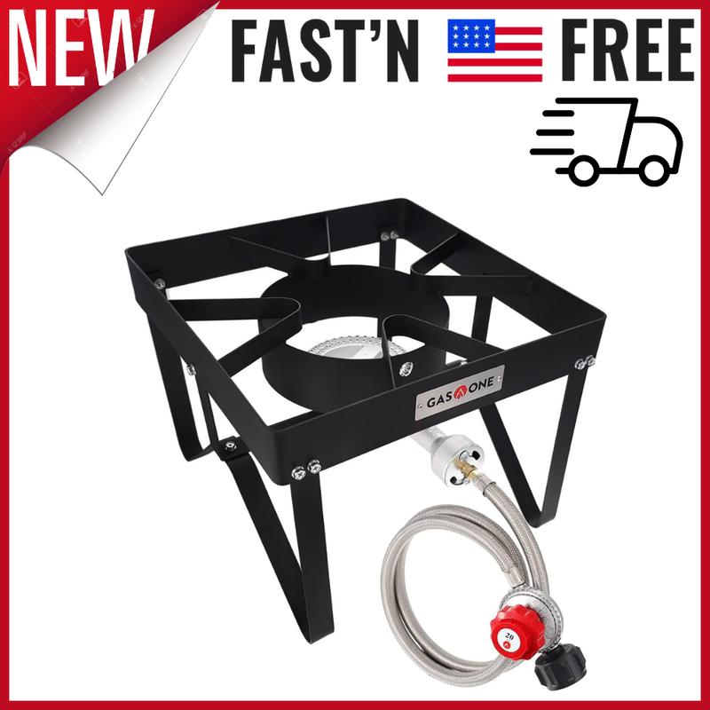 With High Pressure Steel Braided Hose Propane Burner Camp Stove
