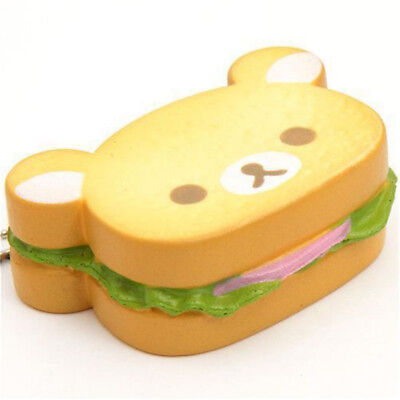 Bear Hamburger Squishy Slow Rising Bread Scented Squeeze Kids Toy Phone Charm