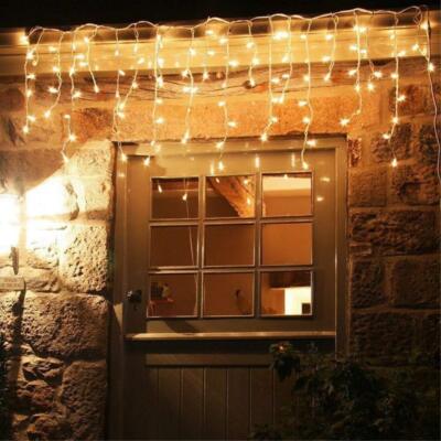LED Regen lichterkette Eisregen Lichternetz Beleuchtung Außen Innen 3 Farben