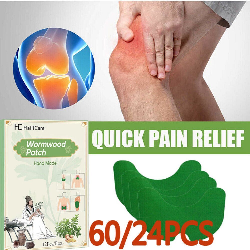 60pcs Knee Patches, Herbal Heat Patches for Joint Back Shoulder Neck Pain Relief