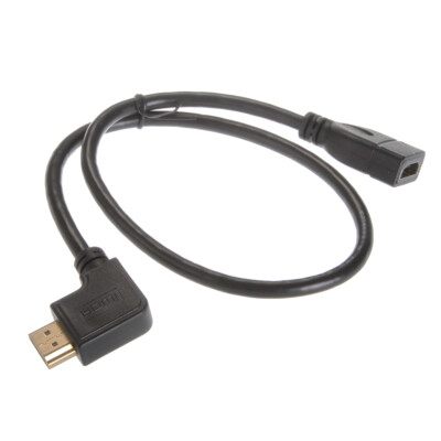 Best 50cm HDMI Male to Female Extension Cable Connector Left Angled Balck