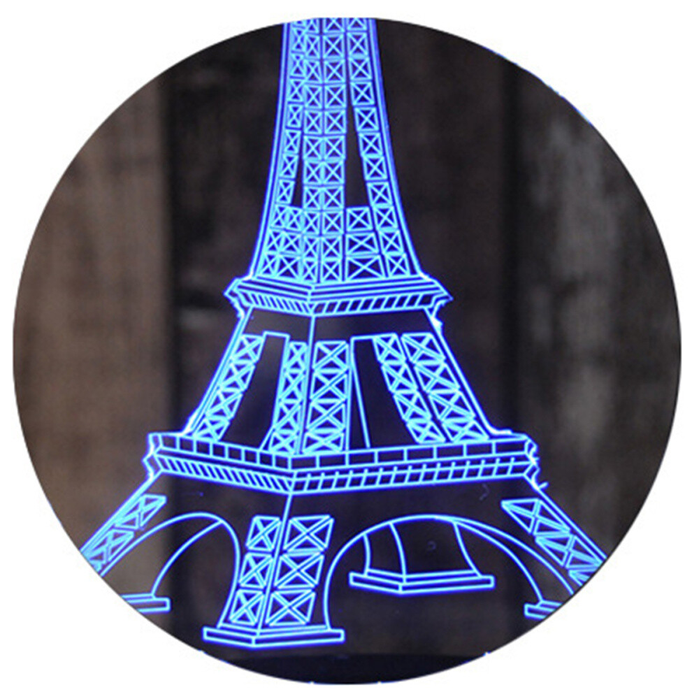 3d Led Illusion Eiffel Tower Table Night Lamp Light 7 Color