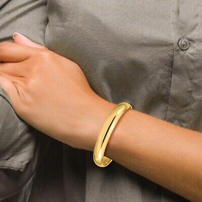 Pre-owned Superdealsforeverything Real 14kt Yellow Gold 7/16 High Polished Hinged Bangle Chain Bracelet; 7 Inch