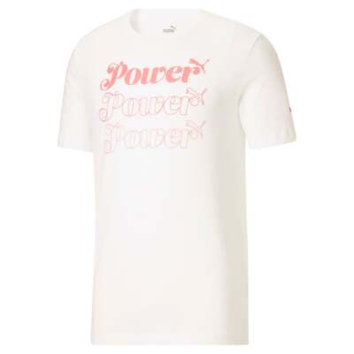 

Puma Power Pink Graphic Crew Neck T-Shirt Mens White Casual Tops 671699-02, Белый, Puma Power Pink Graphic Crew Neck T-Shirt