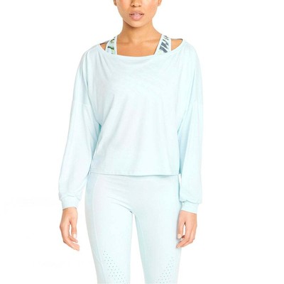 

Puma Cloudspun Scoop Neck Футболка с длинным рукавом Женская размер  Повседневные топы 5215, Синий