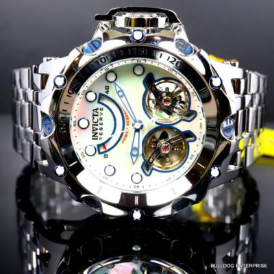 Pre-owned Invicta Reserve Venom Fusion Double Open Heart Automatic Steel Mop Watch