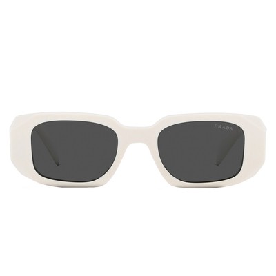 Pre-owned Prada Pr 17wsf 1425s0 Talc Plastic Rectangle Sunglasses Grey Lens In Gray