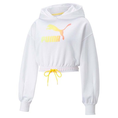 

Puma Summer Squeeze Cropped Pullover Hoodie Женская белая повседневная верхняя одежда 537844, Белый