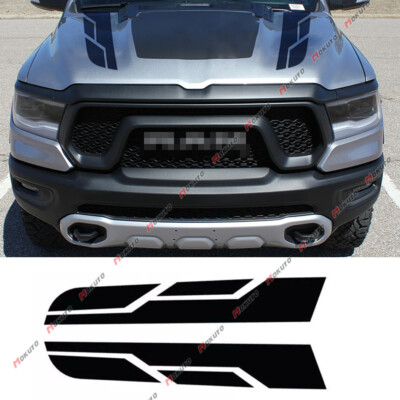 2x Glossy Black Car Front Hood Decal Stripe Vinyl Sticker for Dodge Ram