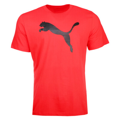 Футболка с круглым вырезом и коротким рукавом с логотипом Puma Essential Cat, мужские красные повседневные топы 678