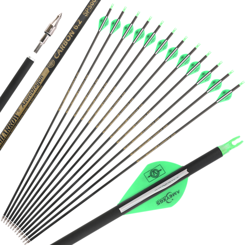 30" Pure Carbon Arrow SP350-600 Archery Recurve Bow Compoundbow Shooting Hunting