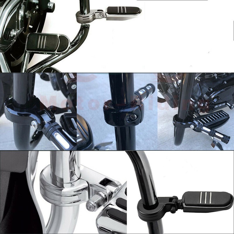 Chrome 1.25" Highway Guard Foot Peg Clamp Mount Kit For Harley Engine