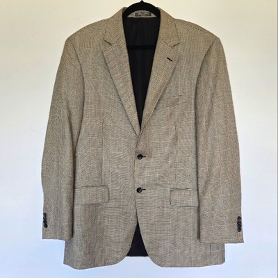 Silverstone Loro Piana Wool Silk Houndstooth Men's Blazer Sport Coat 42LT Luxury