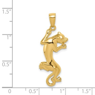 Pre-owned Skyjewelers Real 14kt Yellow Gold Gold Polished Panther Pendant