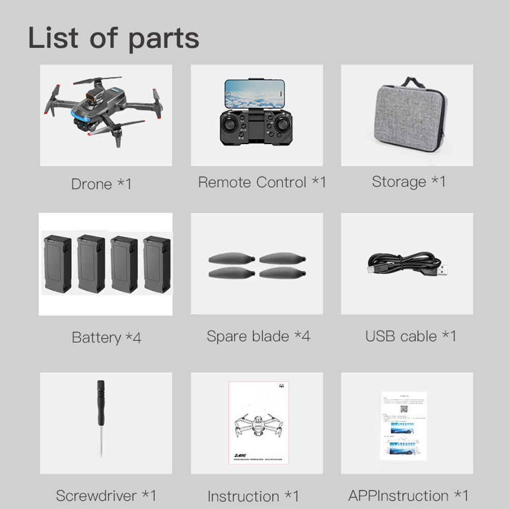 4K Dual RC Drone with HD Camera Wifi FPV Drones Foldable Quadcopter 4 Battery