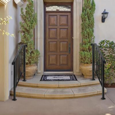 Outdoor Wrought Iron Handrail Stair Rail Railing Fit 2-3 Step Handrail Garden