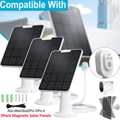 3 Pack Solar Panel Charger for Arlo Pro 4/Pro 3/Ultra/Ultra 2/Pro Security Cam