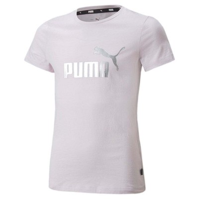 Футболка с короткими рукавами и круглым вырезом с логотипом Puma Essentials+, фиолетовая повседневная футболка для молодежных девочек