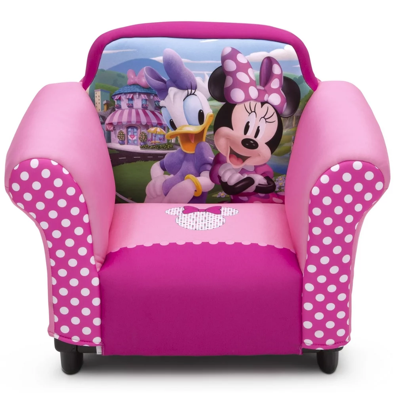 Kids Minnie Mouse Upholstered Chair Sculpted Plastic Frame Children Toddler New