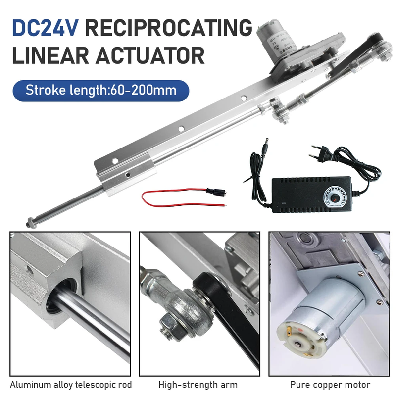 DIY Reciprocating Linear Actuator Motor 24V 6-20cm Electric Push Rod for Hobby P