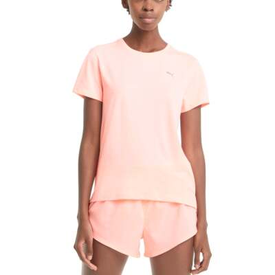 

Женская розовая повседневная футболка Puma Favorite Heather с круглым вырезом и коротким рукавом для бега, Розовый