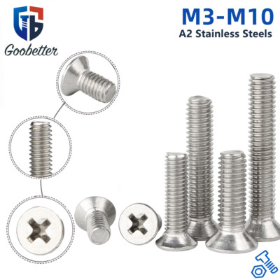 M3 M4 M5 M6 M8 M10  Phillips Countersunk CSK Bolt Flat Head Machine Screw DIN965