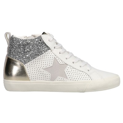 Vintage Havana Lester Perforated High Top Slip On  Womens Gold, Silver, White Sn