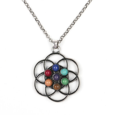 1X Beads 7 Chakra Tree of Life Pendant Necklace Yoga Reiki Healing Amulet Energy
