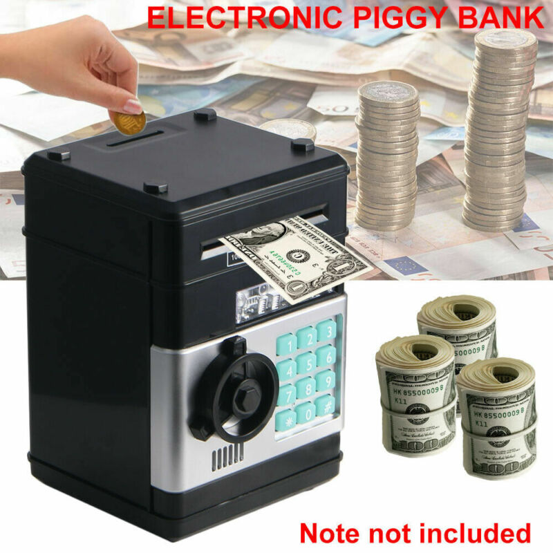 Electronic Piggy Bank ATM Password Money Box Cash Coins Saving Deposit w/Music