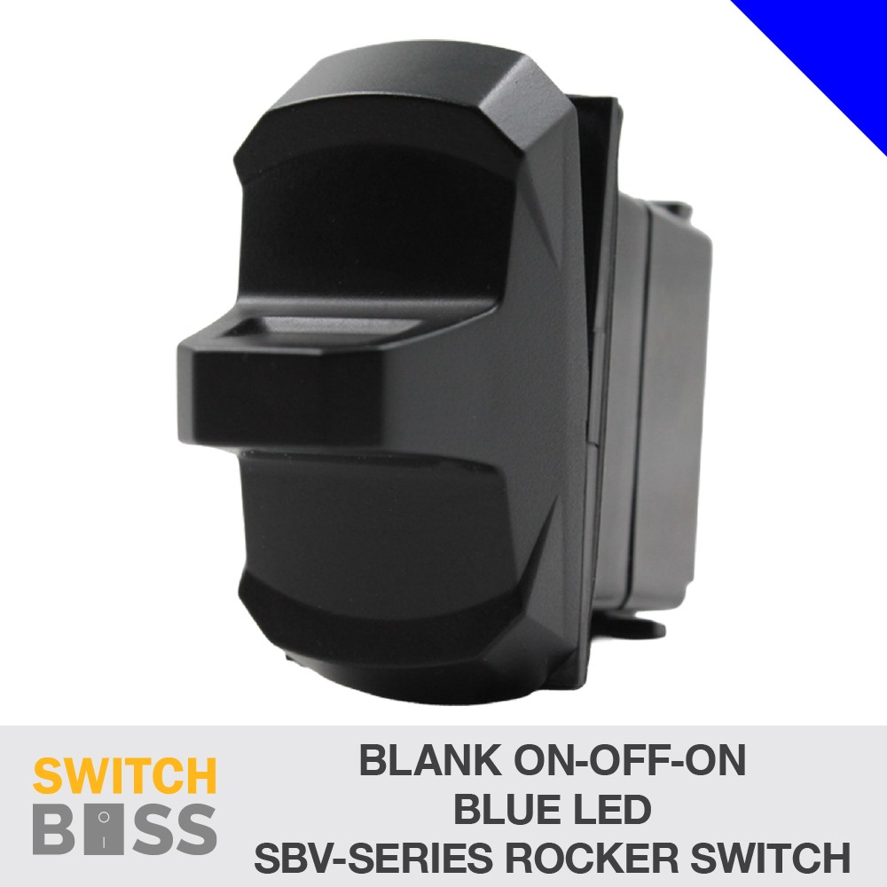 Blank On-Off-On LASER ETCHED SBV-Series Rocker Switch - Blue LED Latching 3 Way