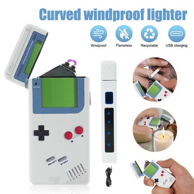 Cool Retro Game Console Electric Rechargeable Windproof Dual Arc Plasma Lighter