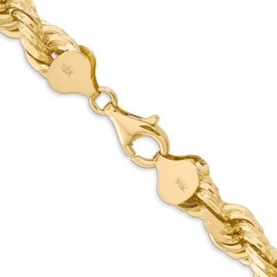 Pre-owned Superdealsforeverything Real 14k Yellow Gold 26 Inch 8mm Diamond-cut Rope Chain