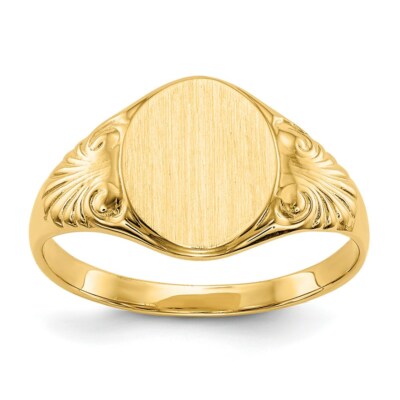 Kaya♡14kgf Real 14kt Yellow Gold 10.0x7.5mm Closed Back Signet Ring S:6
