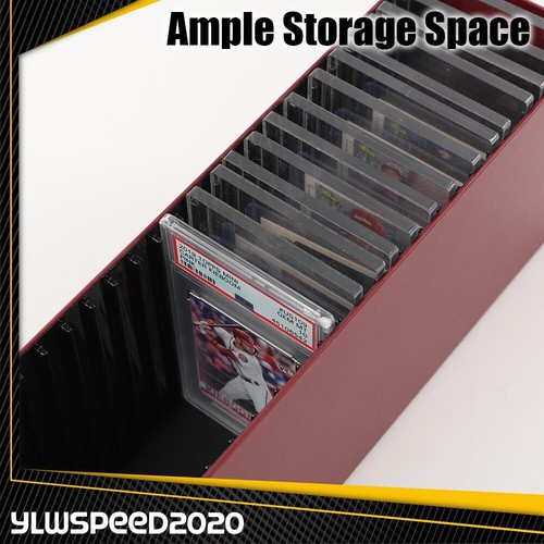 Wine Red Storage Case w/ Slots Option For Graded Card Slab Box Holder
