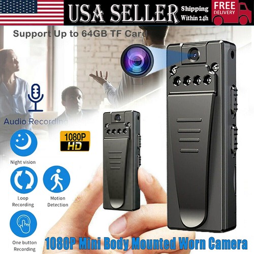 1080P HD Video DVR IR Night Cam 8-hour Motion Camcorder Mini Body Police Camera