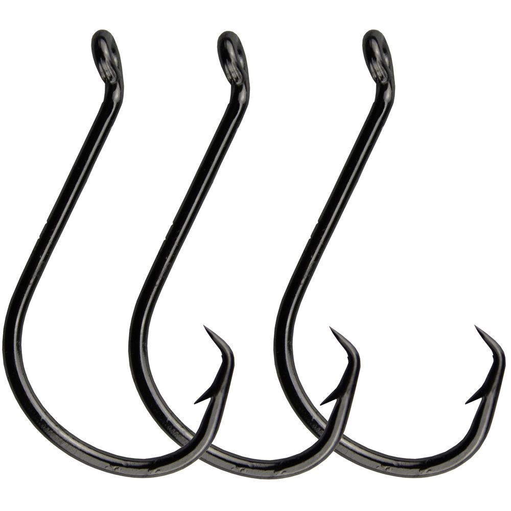 100pcs Strong Offset Sport Circle Fishing Hook Black High Carbon Steel