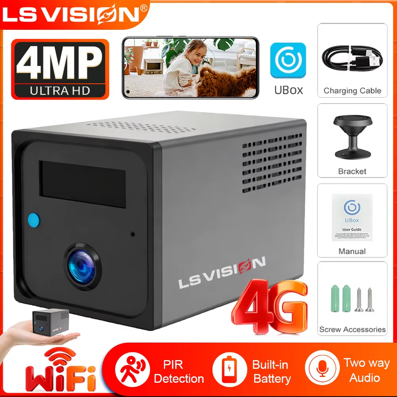 4MP Mini Battery Camera 4G/WiFi Indoor Security Camera Wireless Surveillance Cam