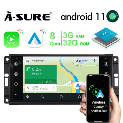 8-core 3+32G Car Stereo Radio Wireless CarPlay for Jeep Dodge Chrysler 2007-2017