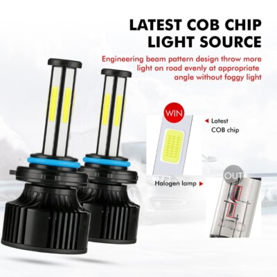 6-Sides 9006 LED Headlights Super Bright Bulbs Kit White 6500K 420000LM Low Beam