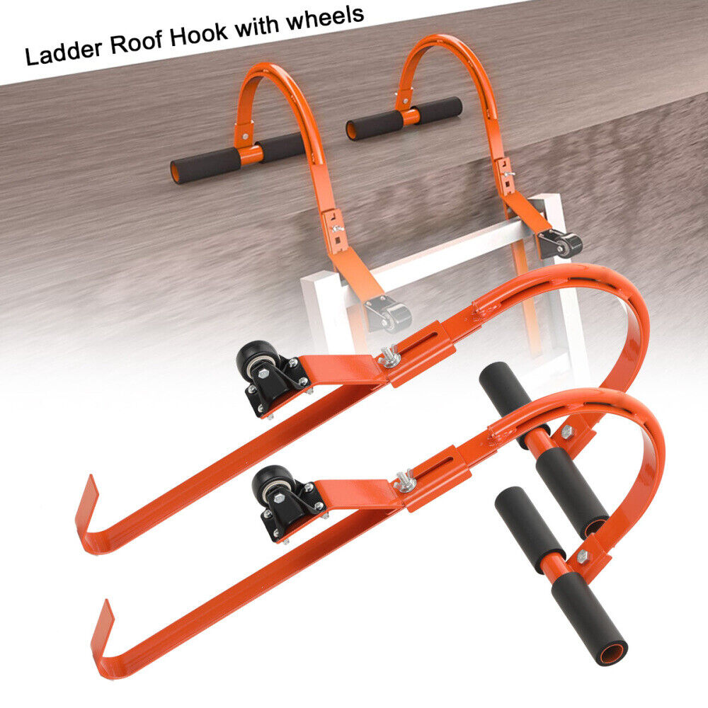 2Pack Roof Ladder Hooks w/Wheels Roof Ridge Ladder Hook Ladder Stabilizer Holder