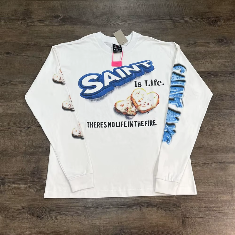 SAINT Mxxxxxx Heart Cake Long-Sleeve Tee 'White' Men Heavyweight