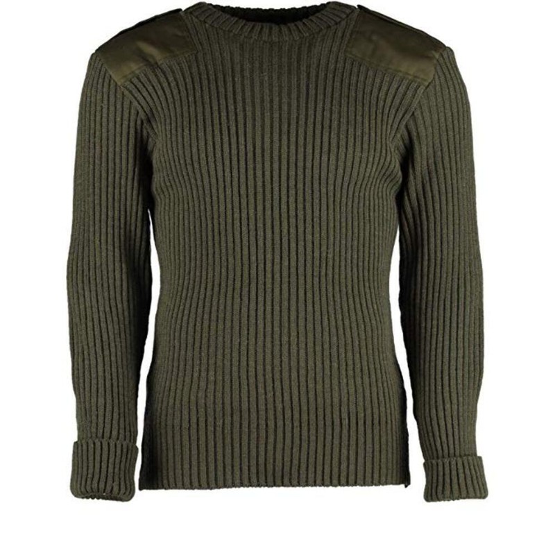British Commando Sweater Woolly Pully CREW Neck with EPAULETS -