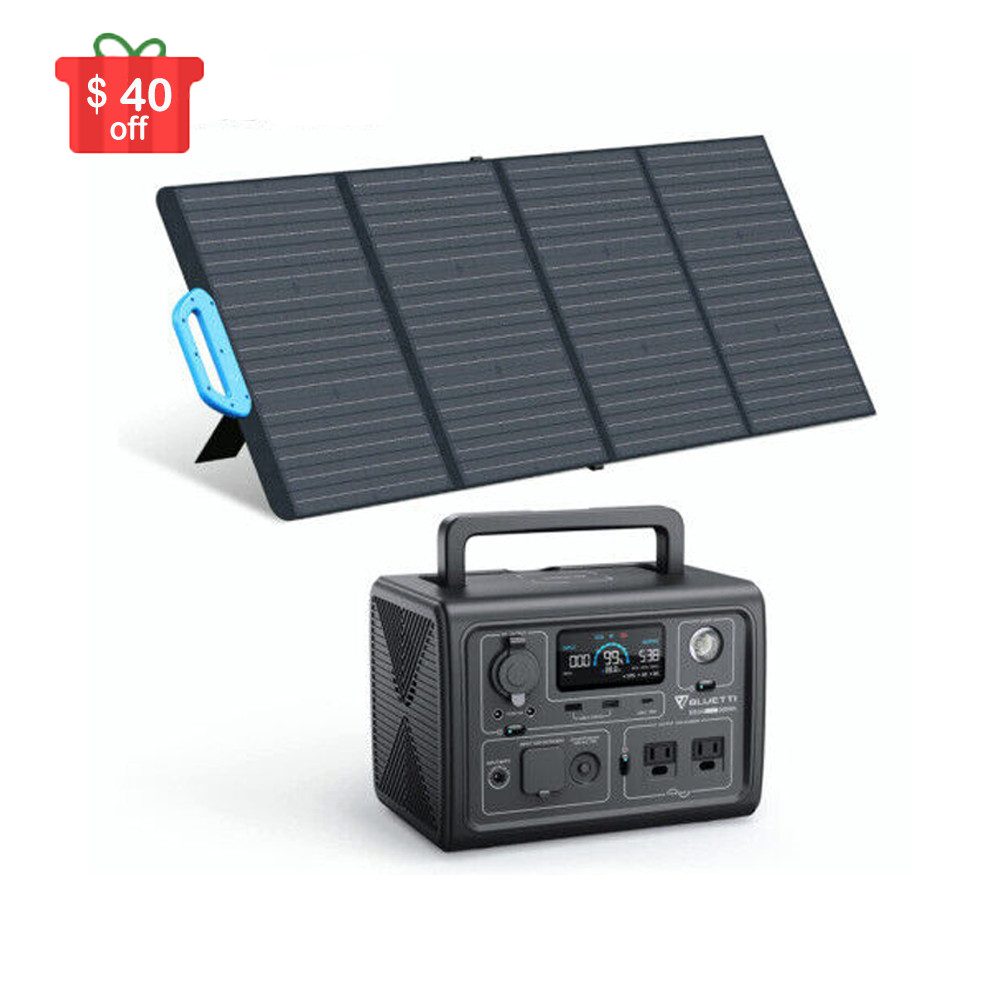 BLUETTI EB3A 600W Power Station 268Wh LiFePO4 Generator +120W Solar Panel