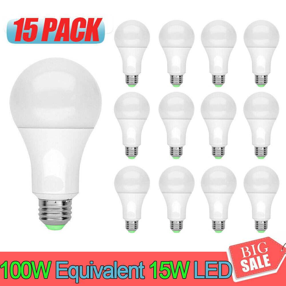 15w Daylight 6500k A19 E26 100w Replacement Lamp Bulb Set