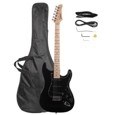 Glarry ST Basswood Electric Guitar 6 Strings Right Handed For Student Black